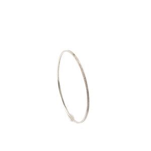 Designer Womens 14K White Gold Diamond Milgrain Bangle 2.6" 7.5g
